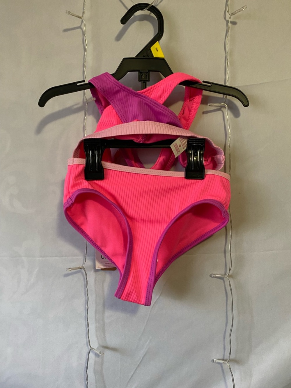 Hot Pink Ribbed Two-Piece Bikini Set